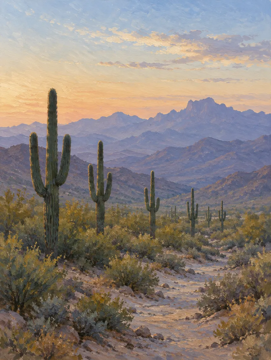 Painted Sonoran desert at first light